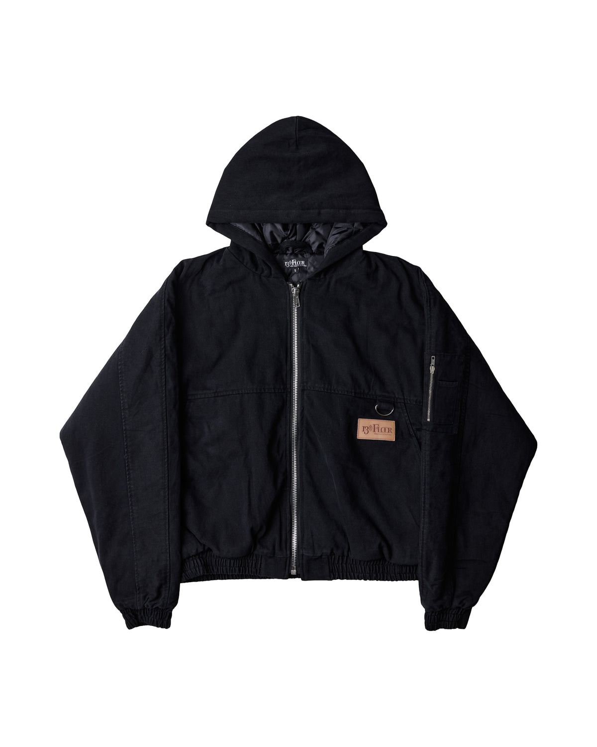 Hooded Workwear Bomber Jacket - Black