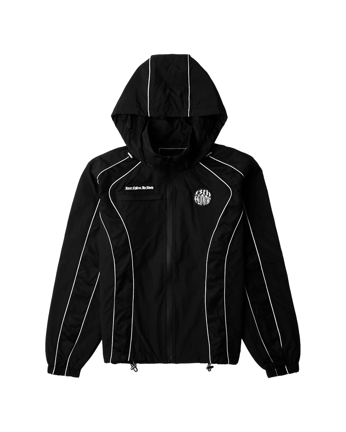 Reflective Nylon Track Jacket - Black